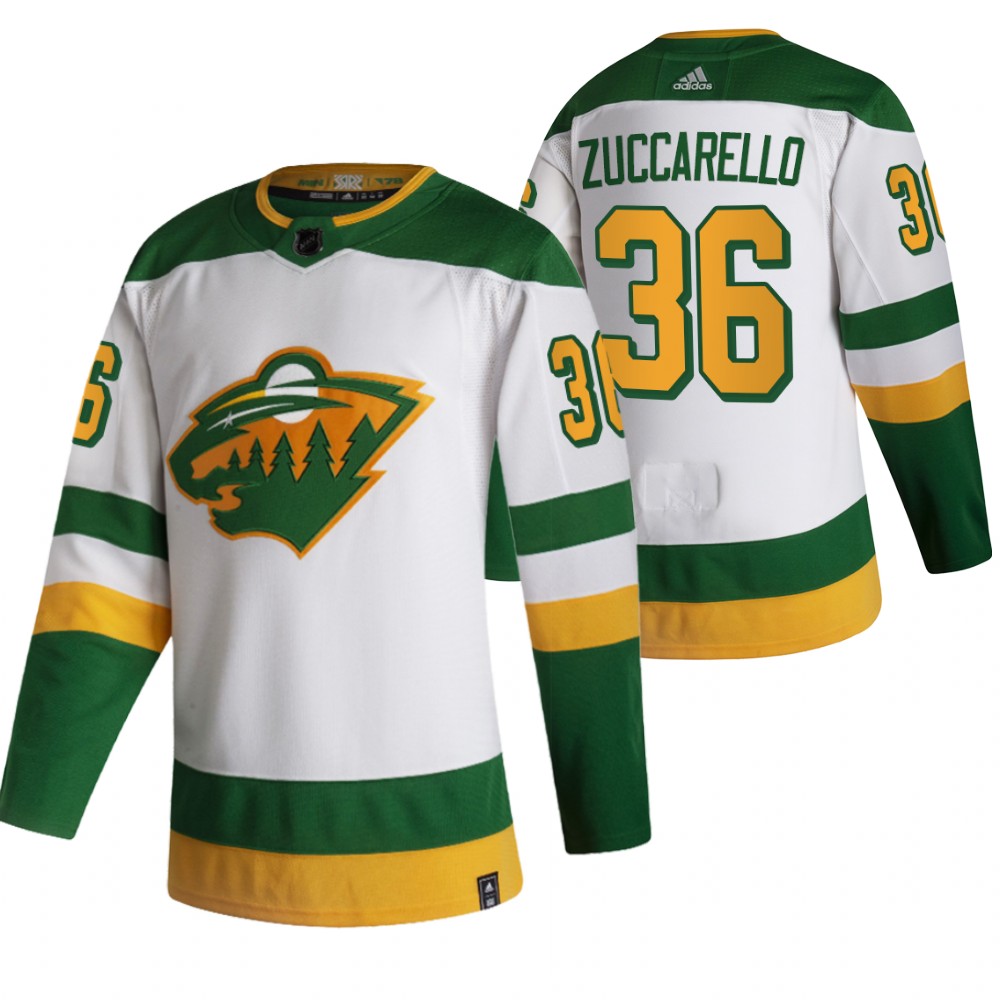 2021 Adidias Minnesota Wild #36 Mats Zuccarello White Men  Reverse Retro Alternate NHL Jersey